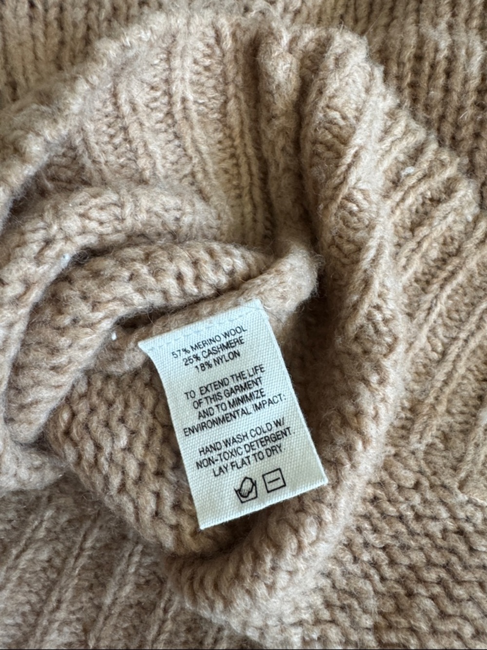 Alex Mill Wool & Cashmere Frank Henley Sweater Tan Cropped Collared Knit Size S - Picture 6 of 6